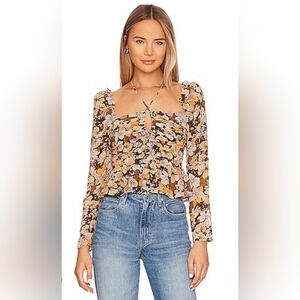 NWOT! Spring ASTR The Label Anthro Women's Toni Floral Spring Peplum Blouse XS